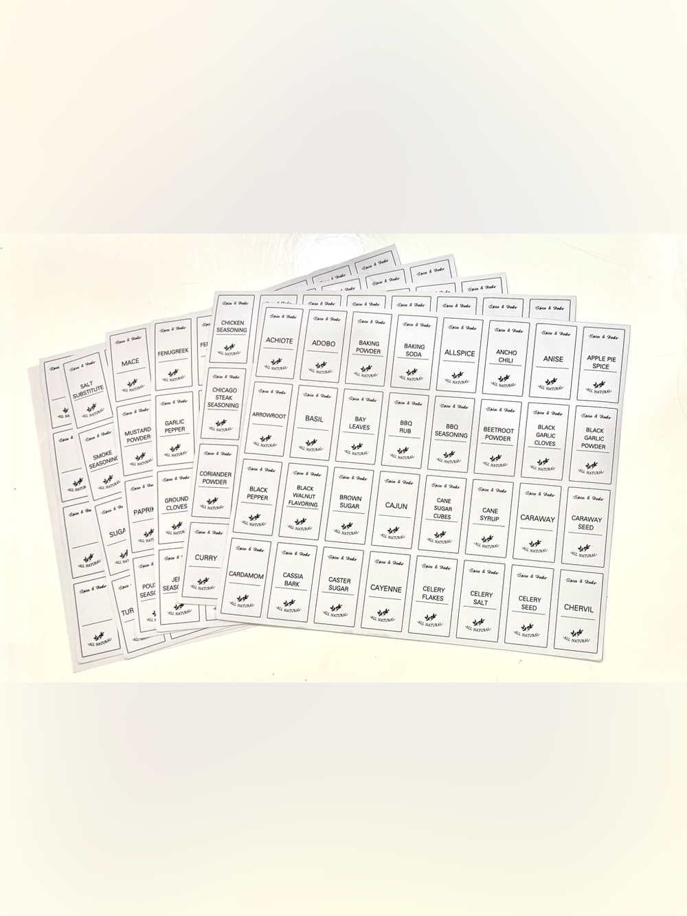 160 Minimalist Spice Jar Sticker-Labels & Checklist Set - 1.25”x2”Pantry Labels